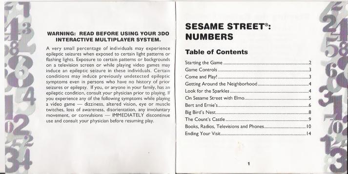 3DO Manual: Sesame Street - Numbers (1994)(EA Kids)(US) : Free