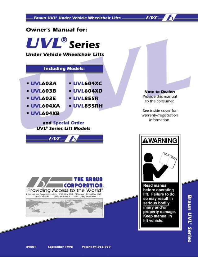 Braun UVL 603B user manual : Free Download, Borrow, and Streaming